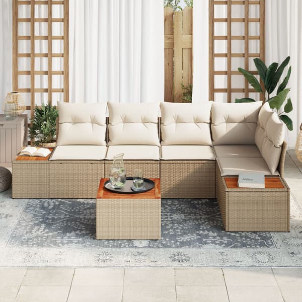 Trädgårdsoffset 6 st Beige Poly rattan
