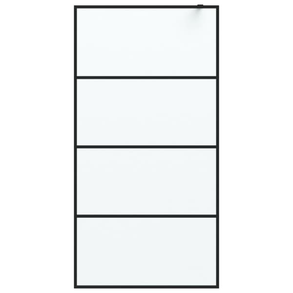 Duschvägg svart 100x195 cm halvfrostat ESG-glas