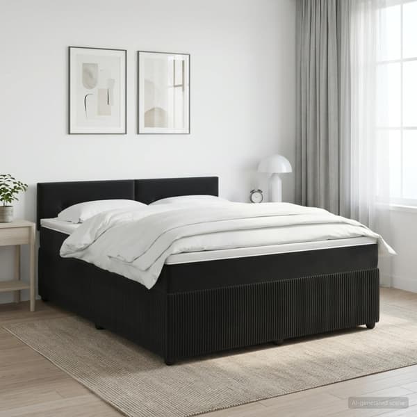 Kontinentalsäng med madrass Svart 160 x 200 cm Sammet
