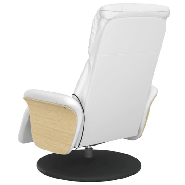 Massagefåtölj med fotstöd vit konstläder