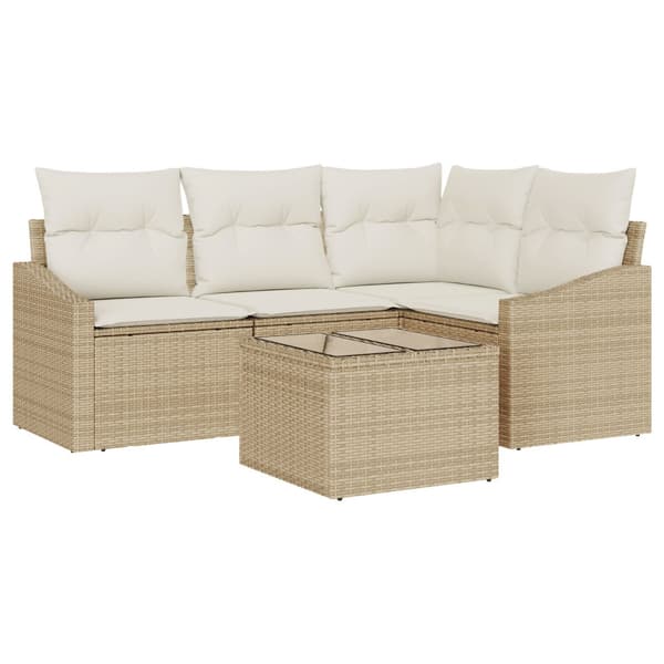 Trädgårdsoffset 5 pcs Beige och gräddfärgad konstrotting