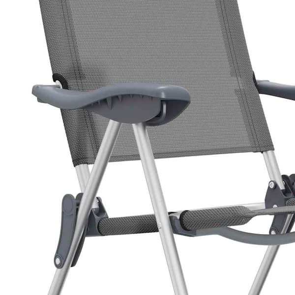Hopfällbara campingstolar 2 st aluminium grå
