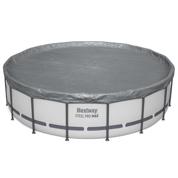 Bestway Pooltäcke Ø4,88 m Rund Polyester Grå