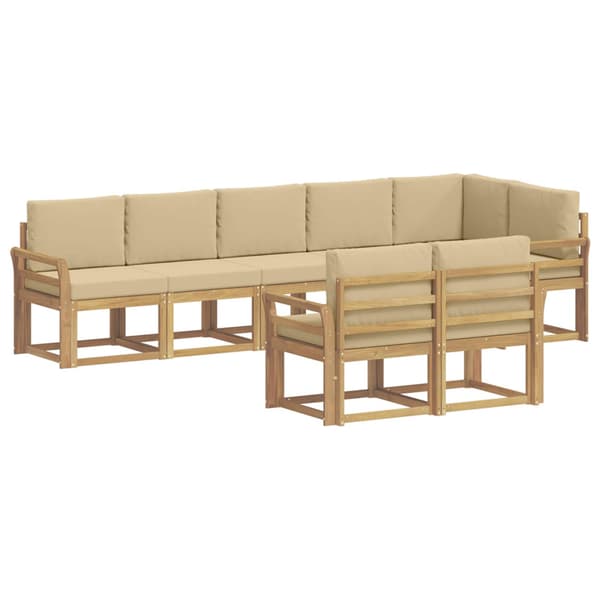 Utomhussoffset med kudde 8 pcs Vit och Beige Polyester