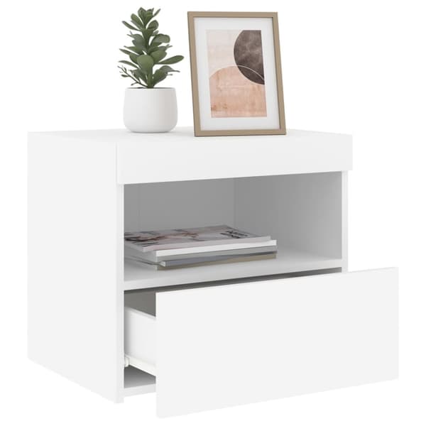 Sängbord med LED 2 st vit 50x40x45 cm