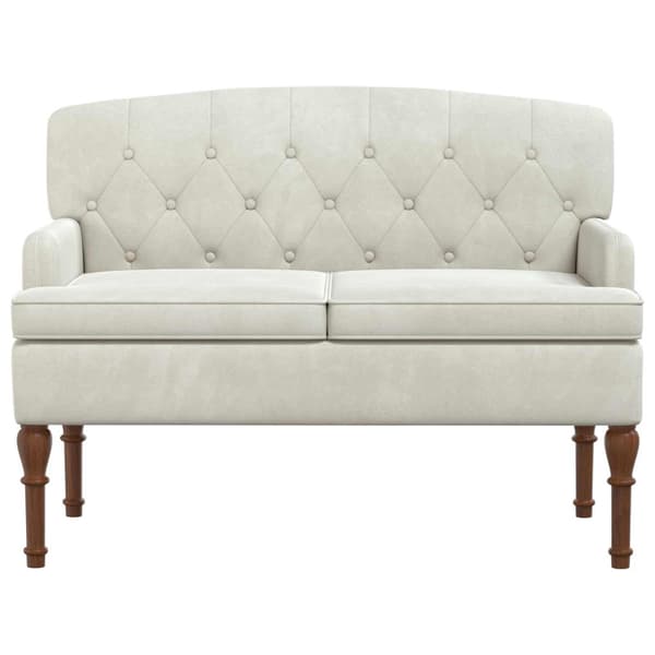 Loveseat med knapprapport Gräddvit 111 x 65 x 79 cm Sammet