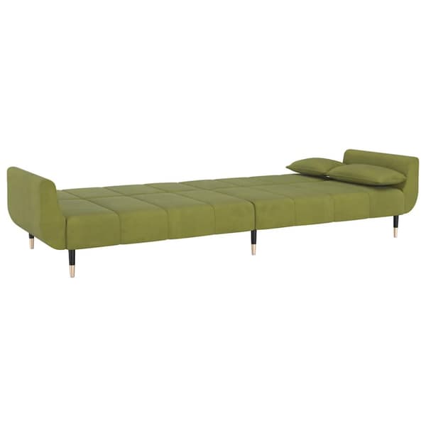 Bäddsoffa 2-sits med två kuddar ljusgrön sammet
