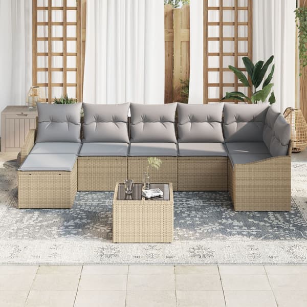 Soffset med kudde 8 pcs Beige konstrotting