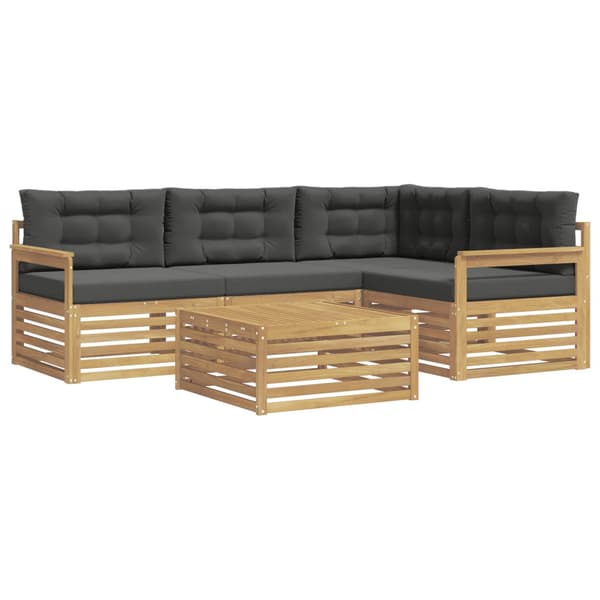 Utomhussoffset med kudde 6 pcs Vit och antracit Polyester