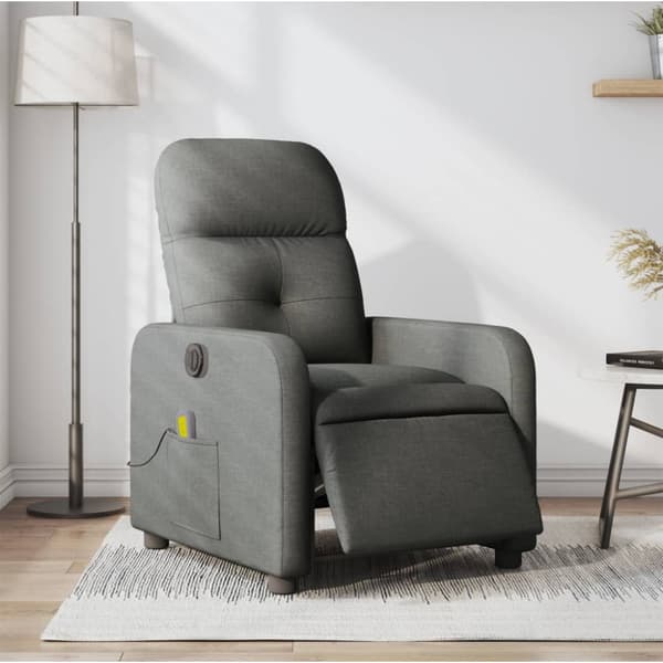Elektrisk massagefåtölj mörkgrå tyg