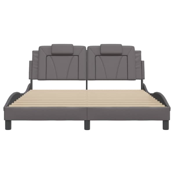 Bed Frame "Viana" with LED without Mattress Grey 160x200 cm
