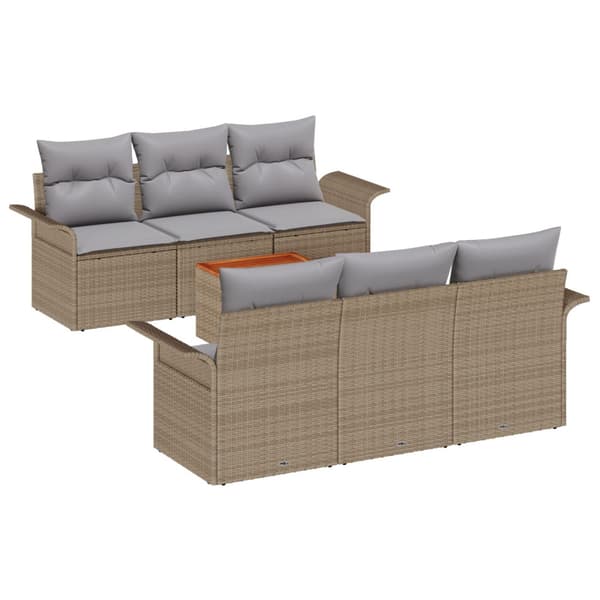 Trädgårdsoffset med kudde 7 pcs Beige konstrotting