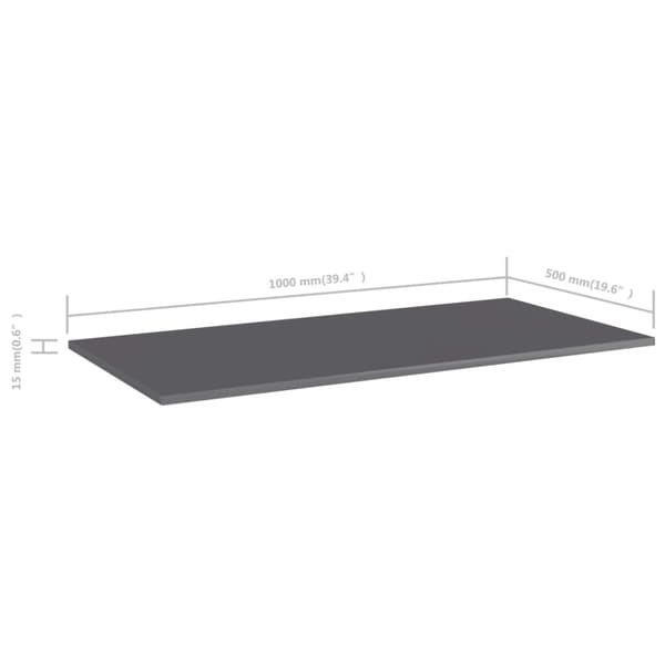 Hyllplan 4 st grå högglans 100x50x1,5 cm konstruerat trä