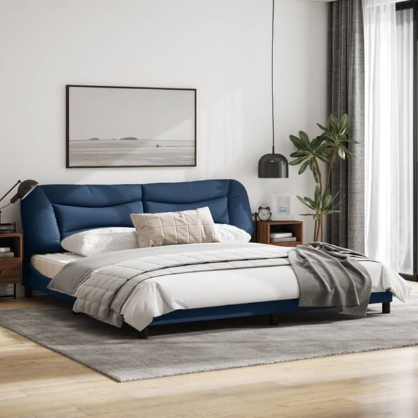 Bed Frame without Mattress "Hvar" Blue 200x200 cm Fabric