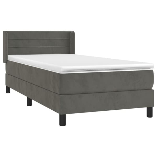 Ramsäng med madrass mörkgrå 80x200 cm sammet