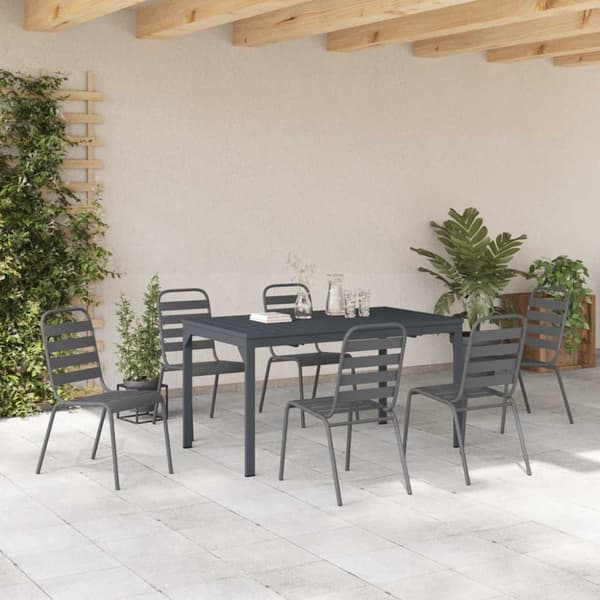 Trädgårdsmöbelset 7 pcs Antracit Pulverlackerad stål