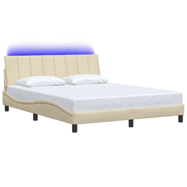 Bed Frame without Mattress "Hanko" Cream 160x200cm Fabric