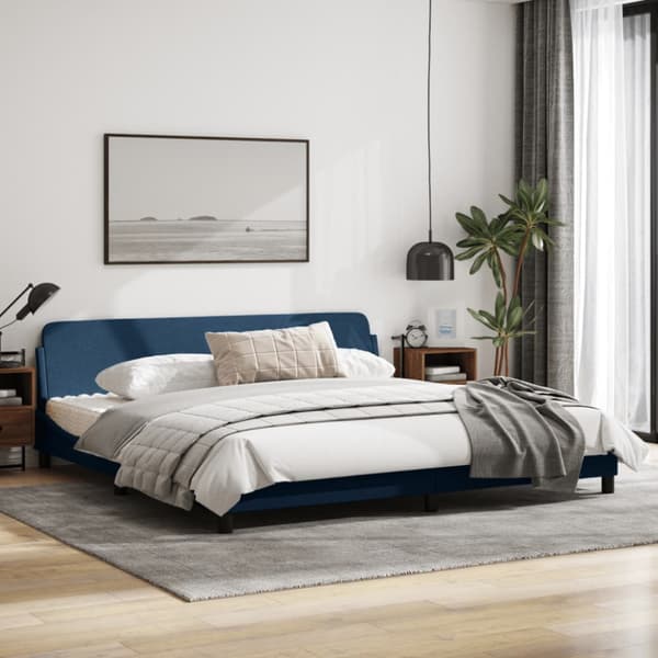 Bed Frame "Dover" Blue 200x200 cm Fabric