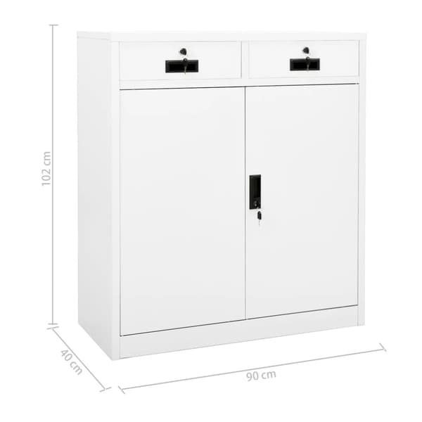 Dokumentskåp vit 90x40x102 cm stål