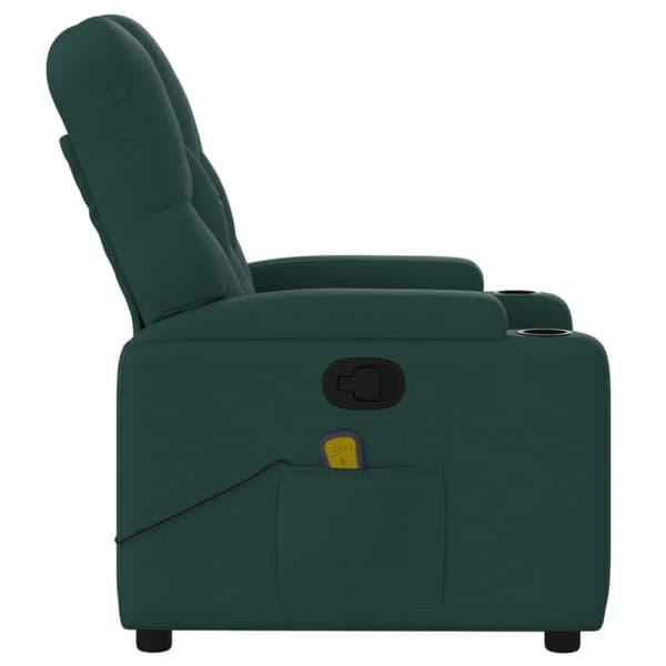 Massagefåtölj mörkgrön tyg
