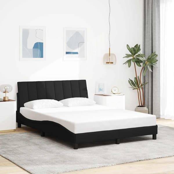 Bed Frame without Mattress "Hanko" Black 140x190cm Fabric