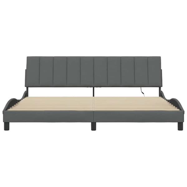 Bed Frame without Mattress "Hanko" Dark Grey 200x200cm Fabric