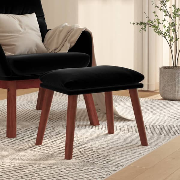 Fotpall svart 45x29,5x35 cm sammet