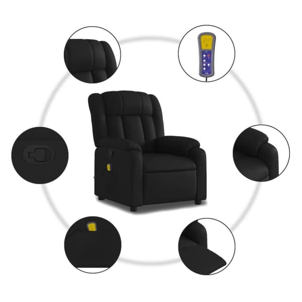Massagefåtölj svart konstläder