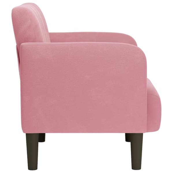 Soffstol med armstöd rosa 54 cm sammet