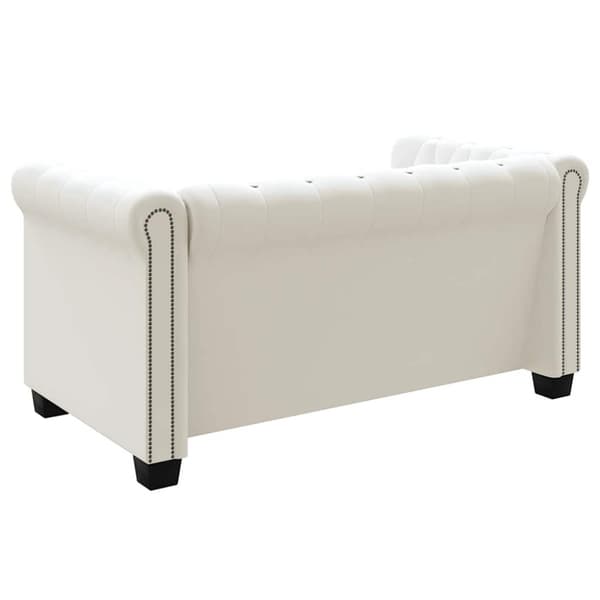 Chesterfield 2-sits konstläder vit