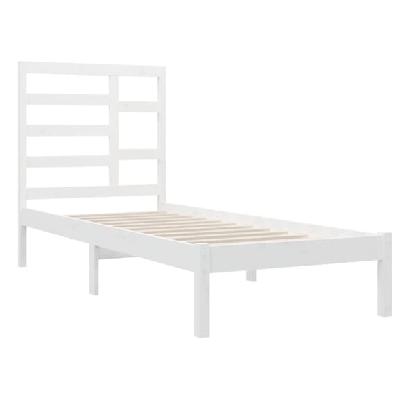 Sängram vit massivt trä 90x190 cm