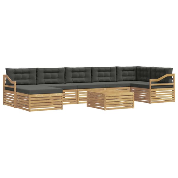 Utomhussoffset med kudde 8 pcs Vit och antracit Polyester