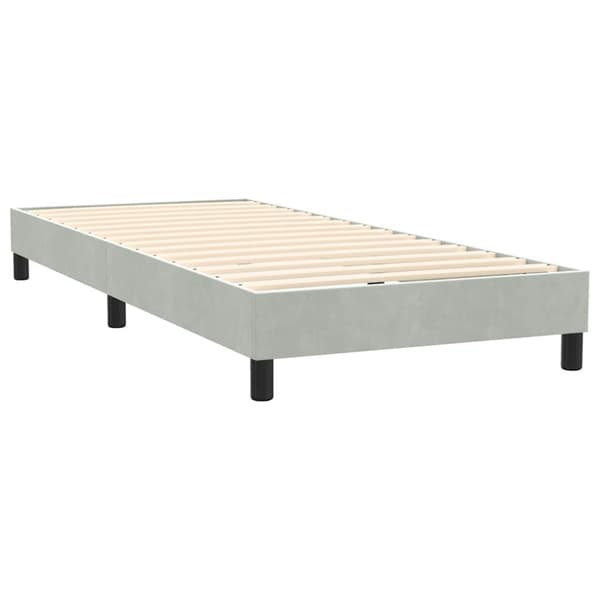 Ramsäng med madrass ljusgrå 80x220 cm sammet