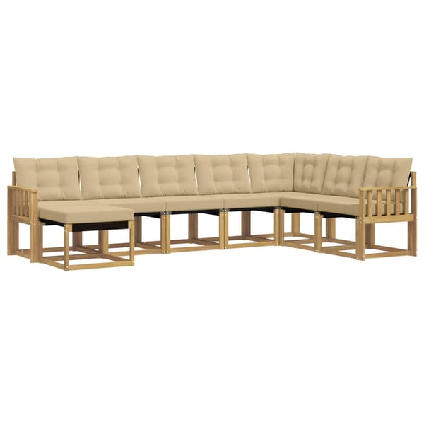 Utomhussoffset med kudde 8 pcs Vit och Beige