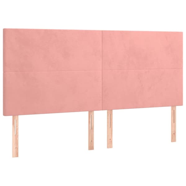 Sänggavel LED rosa 180x5x118/128 cm sammet
