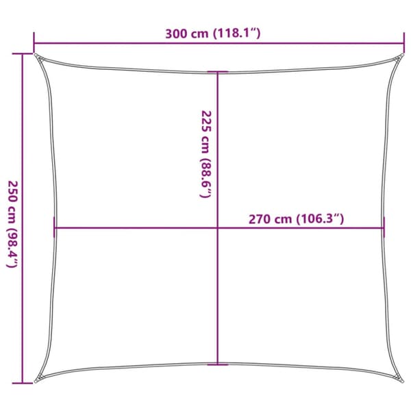 Solsegel 160 g/m² rektangulär sand 2,5x3 m HDPE