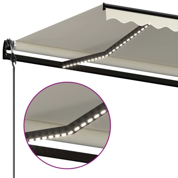 Automatisk markis med vindsensor & LED 500x300 cm gräddvit