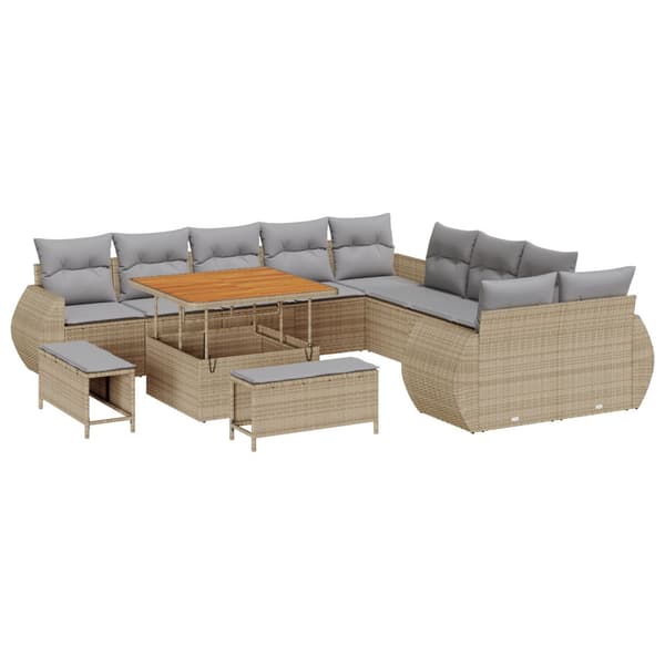 Trädgårdsoffset 13 pcs Beige konstrotting