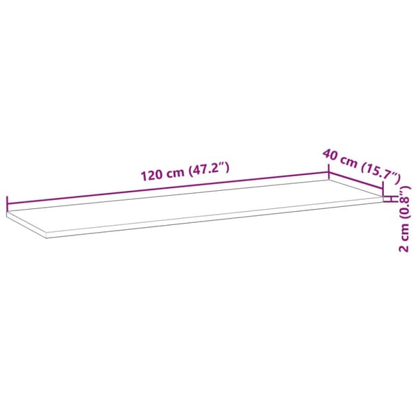 Bordsskiva 120x40x2 cm rektangulär massiv akacia