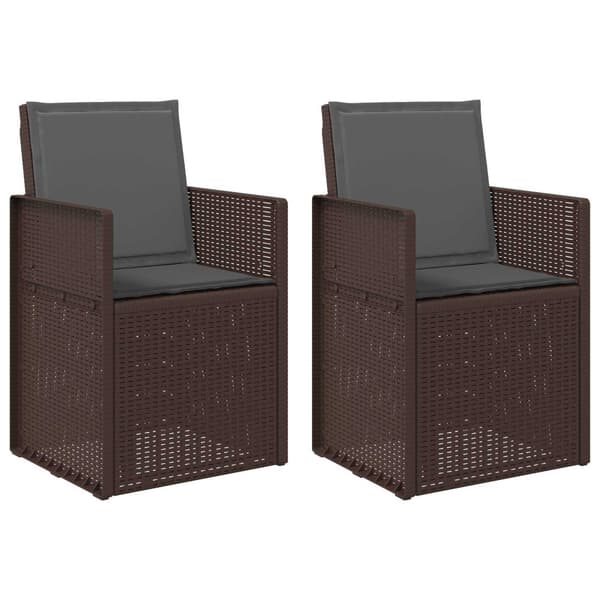 Trädgårdsmatstolar 2 pcs Brun och antracit PP