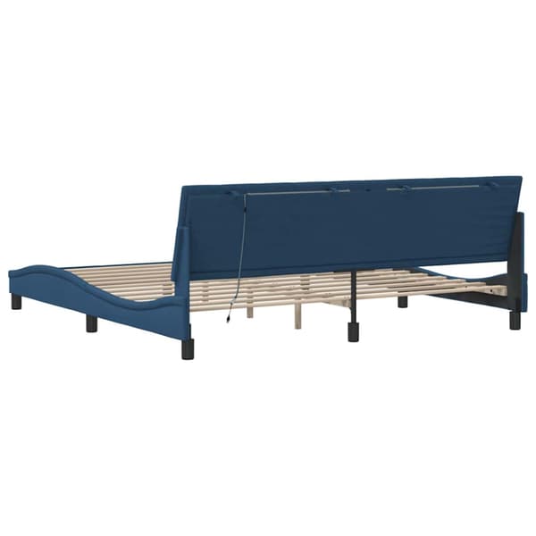 Bed Frame without Mattress "Hanko" Blue 200x200cm Fabric