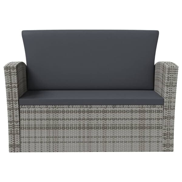 Loungegrupp med dynor 16 delar konstrotting grå