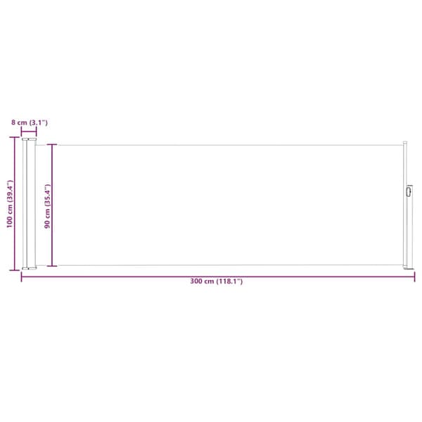 Infällbar sidomarkis 100x300 cm svart
