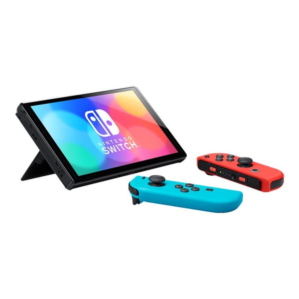 Nintendo Switch OLED - Spelkonsol - svart, neonröd, neonblå