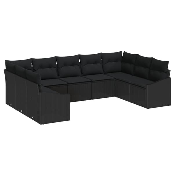 Soffset med kudde 9 pcs Svart konstrotting
