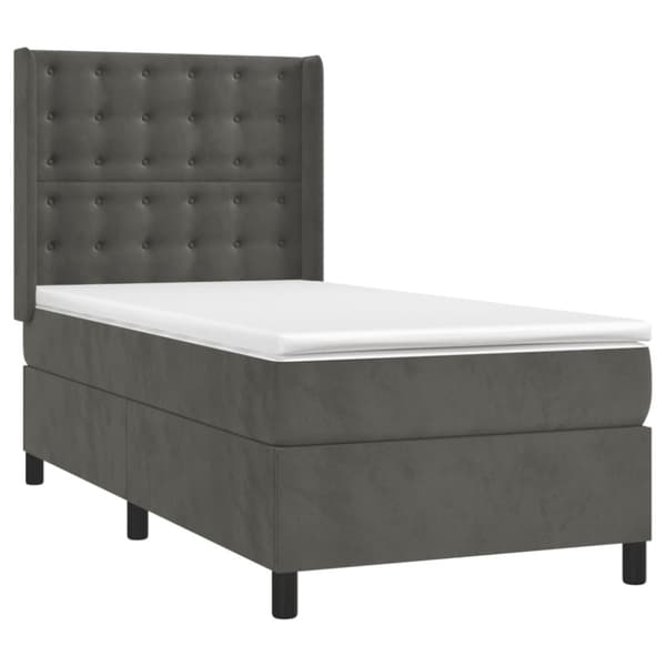Ramsäng med madrass mörkgrå 80x200 cm sammet