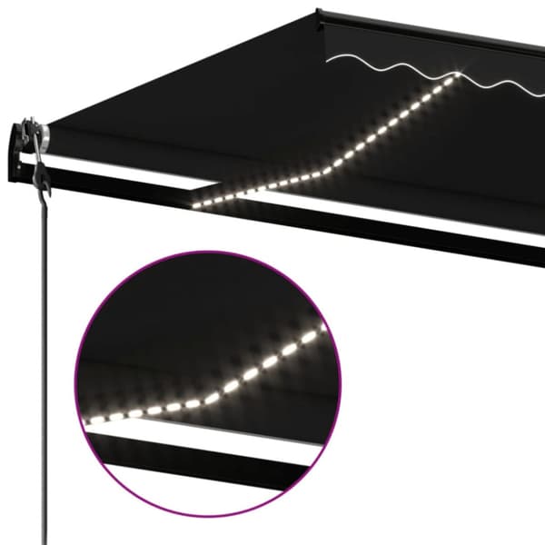 Automatisk markis med vindsensor & LED 450x350 cm antracit