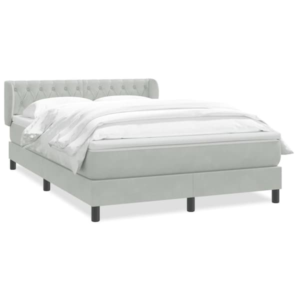 Ramsäng med madrass ljusgrå 160x210 cm sammet