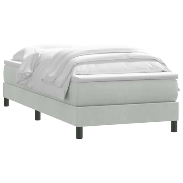 Ramsäng med madrass ljusgrå 80x210 cm sammet
