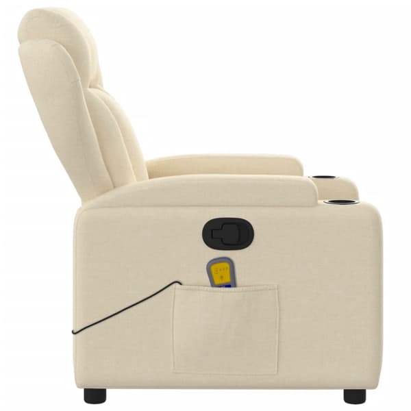 Massagefåtölj gräddvit tyg